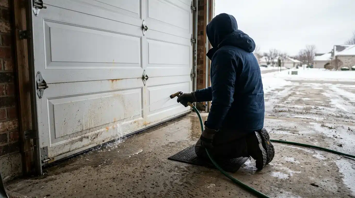effects of road salt on garage doors