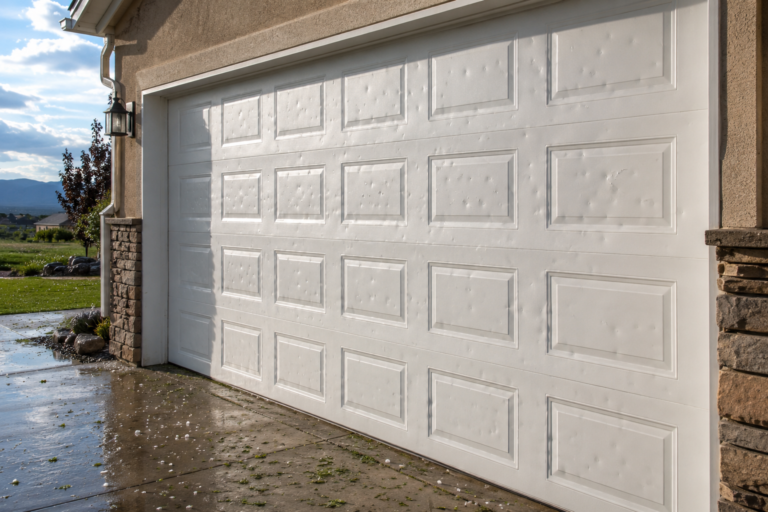 how much hail damage for insurance to replace garage door